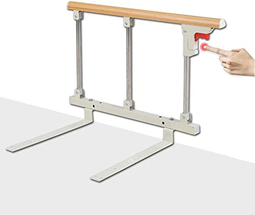 Gdmokle Foldable Bed Rail, Safety Side Assist Handrails for Seniors, Portable Side Metal Handle Bumper, Fall Protection Bed Barrier for Toddler Adults Home Hospital Use
