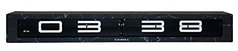 Cloudnola Timeline Metal Wall and Tabletop Flip Clock and Wall Decor, Black Marble Effect, 24 inches Wide, Battery Operated Digital Display