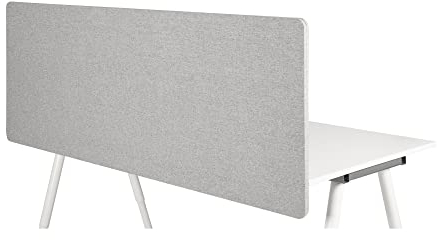 hjh OFFICE Akustik Trennwand Schreibtisch FLEXMIUT D 62 x 180 cm Stoff Hellgrau Sichtschutz Tischtrennwand 891010