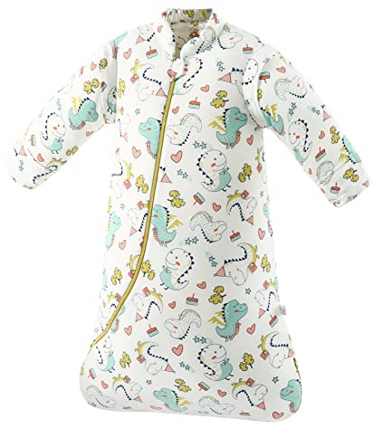 BRONG Winterschlafsack Baby mit ärmel Abnehmbaren 3.5 Tog Schlafsäcke Weich 100% Baumwolle Reißverschluss Schlafsack für Kleinkind 3-12 Monate