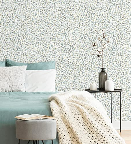 GAULAN 679562 - Vliestapete, Strapazierfähig, Abwaschbar. Nordische Tapete mit kleinen Blumen und Blüten für Wohnzimmer Küche Bad Schlafzimmer Möbel - Rolle 10 m x 0,53 m