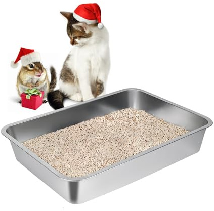 Stainless Steel Cat Litter Box,Extra Large Metal Litter Box,18Lx14x4 in