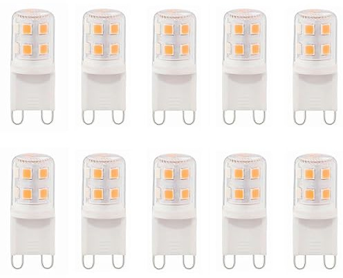 Aiwerttes G9 LED-Leuchtmittel, 3 W, 16 LEDs, AC 220–240 V, entspricht 25 W Halogen-Äquivalent, Warmweiß, Mini-Größe, 360°-Abstrahlwinkel, energiesparende Glühbirnen für Heimbeleuchtung, 10 Stück