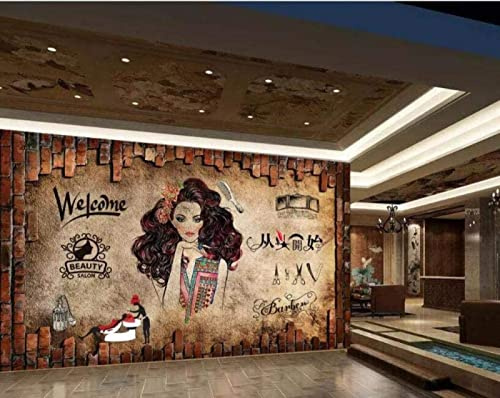 Carta da parati personalizzata 3D personalizzata per salone di bellezza Sfondo per parrucchiere Pannello per parrucchier Carta da parati fotomurali poster murale Soggiorno camera letto-200cm×140cm