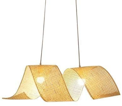 MODEBHD Natürlicher Stil Bambus Rattan Pendelleuchten Retro Spirale 70CM Kronleuchter Schlafzimmer Nachttischlampe Rattan Deckenlampe Kücheninsel E27 Hängeleuchte