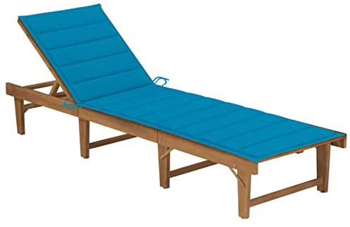 ARKEM Klappbare Sonnenliege mit Auflage Akazie Massivholz Saunaliege Holz Relaxliege Outdoor