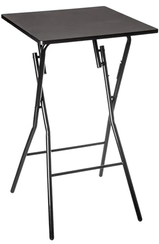 TIENDA EURASIA - Mesa Alta de Bar, Plegable, Estructura de Acero, Tablero de Madera MDF, Medida 60x60x103 cm (Negro)
