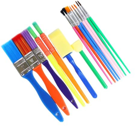 Lurrose 15St Bürste Pinsel für Acryl runde Malerei für Kinder Malwerkzeuge für Anfänger acrylstifte Steine bemalen Acrylic Paint Brushes kinderpinsel Kunstpinsel Suite Plastik