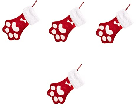 MAGICLULU 4 Stück Cat's Claw Weihnachtsstrumpf Katze Strümpfe Weihnachten Pfotenstrümpfe für Haustiere Weihnachtsdekorationen für Kinder Wohnkultur Socken Weihnachtsvorrat Jahrgang