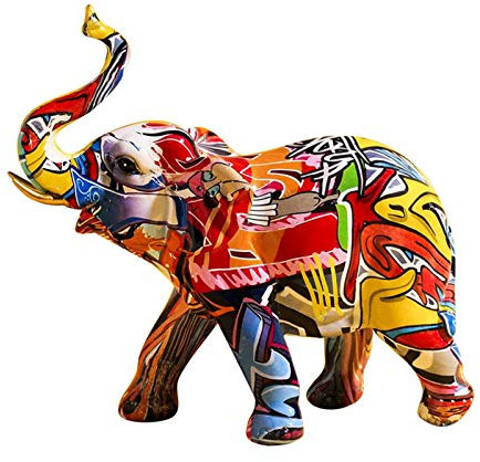 Duiaynke Figura de elefante de resina para manualidades, estatua aminial, escultura de mesa, adornos de mesa de pie