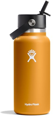 Hydro Flask Water Bottle - Insulated Stainless Steel - Wide Straw Lid, Non Spill, Leakproof in 32 Oz Fossil Brown