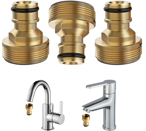 DHWEKU 3 Stück Universal-Wasserhahnanschluss für Mischbatterie,Schlauchadapter Wasserhahn Adapter Schlauchkupplung Schnellkupplung Gartenschlauch Wasserhahn Adapters