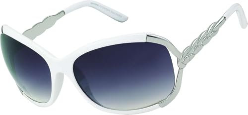DanCarol DC-352-Sonnenbrillen-Metallapplikationen im Brillengestell. (Weiss)