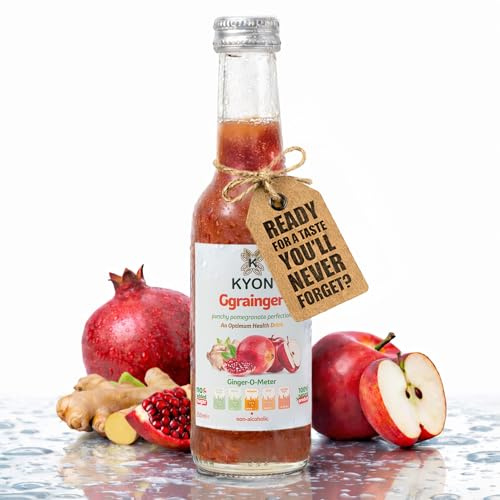Kyon Ggrainger Drink – 250 ml Ginger Juice with Pomegranate, Apple & Lemon, Refreshing & Non-Alcoholic Ginger Drink, Available in Packs of 12