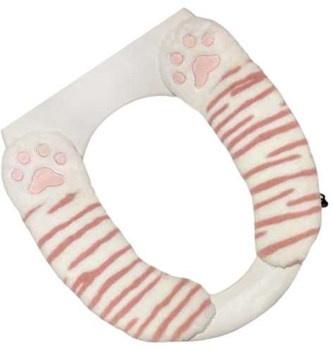 2 Paare Toilettensitzbezug Kissen, Schöne Winter Toilettensitzbezug, Waschbar Toilettensitzbezüge Pads mit Griff, Wärmere Plüsch Badezimmer Toilettensitzkissen für Universal WC Sitze