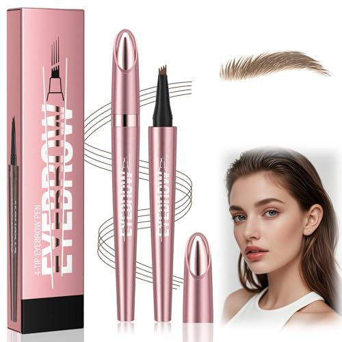 Neu Magischer Augenbrauenstift Wasserfest, Microblading Augenbrauenstifte, 3D Microblading Eyebrow Pencil mit 4 Mikrogabelspitzen, Erzeugt Mühelos Natürlich Aussehende[2#-Dunkelbraun]