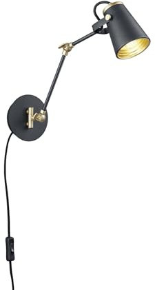 Wandspot Metall Schwarz Wohnzimmer Büro Schlafzimmer H:25 cm E14 mit Schalter flexibel zielgerichtet Retro Wandleuchte Esszimmer WICKBET