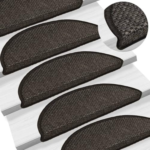 Xichuzi Treppenmatten Selbstklebend Sisal 15 STK Stufenmatten, Treppenteppich, Treppenstufen Matten, Treppenschutz, Stufenteppich, Treppenstufenmatten, 56x20 cm Anthrazit