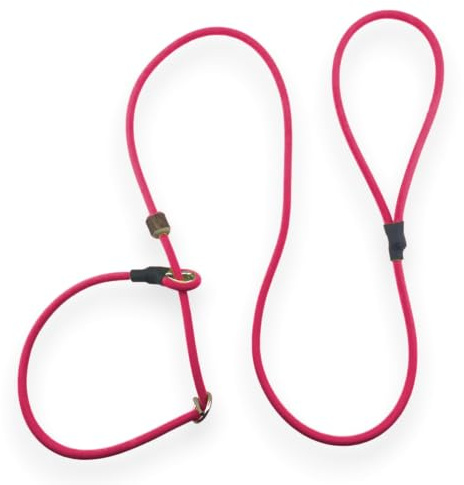 Romneys Moxon-Leine Biothane Neon Pro – handgefertigt in Deutschland, wasserfeste Trainings- & Jagdleine in Neon, robust & wetterfest, Länge 130 cm x 6 mm (Neon-Pink)
