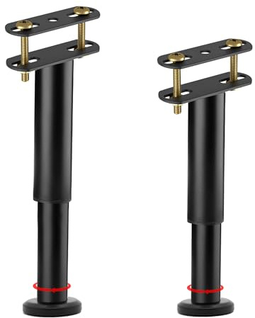 Bed Legs, 2-Pack Adjustable Metal Bed Support Leg, 18-30 cm, Large Bases | Heavy-Duty Furniture Legs for Bed Frames, Centre Slats, Sofas and Cabinets