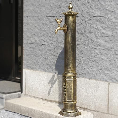 XMLYSMYS Retro Fuente Jardin Exterior, Columna de Agua Anticongelante para Jardín, Aluminio, para Riego y Riego(Brown)