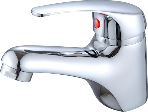 Xcel Home Modern Chrome Basin Mixer Tap | Single Lever Monobloc Design | 40mm Ceramic Cartridge | Compatible with Slotted Basin Waste | Easy Installation | Ideal for Bathroom Sinks (1 Pack)