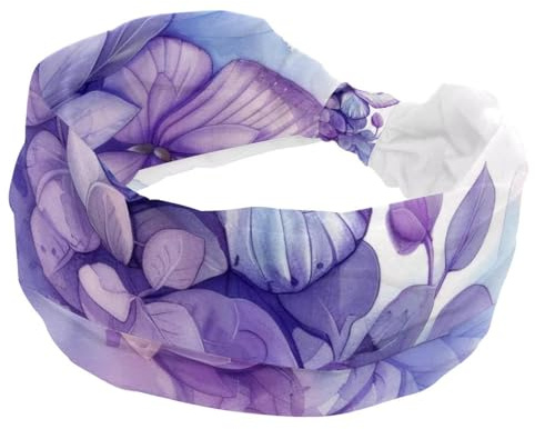 Bandeau extensible pour femme, motif papillons lilas violets pour femmes, bandeau de cheveux antidérapant, turban de sport tendance pour yoga, entraînement, usage quotidien