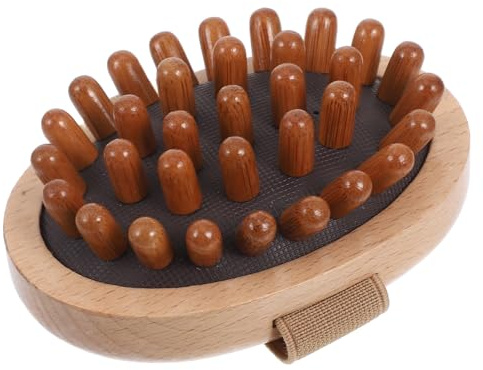 WATIIFUFU Kopfhaut Massagebürste Holz für Kopfhaut und Nacken Tragbare Haarmassagebürste aus Bambus und Gummi für Büro und Zuhause