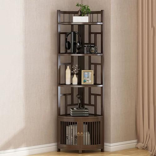 Eckregal, Retro, Massivholz, Eck-Barschrank, unabhängige Eckmöbel, Schlafzimmer, Wohnzimmer, Küche, Badezimmer, Präsentationsständer (Farbe: mit Tür)