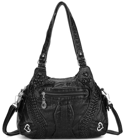 VINBAGGE Damen Handtasche Große Schultertasche PU Leder Henkeltasche Frauen Weiches Hobo Tasche Umhängetasche für Reisen Schule Shopping Mädchen