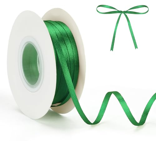 50m Band 3 mm Schleifenband Grün Satinband Dekoratives Band Geschenkband Echtes Grün Geschenkband Geschenkverpackung Hochzeiten Taufen Geburtstage Valentinstag Geschenkbandverpackung Dekor Stoffband