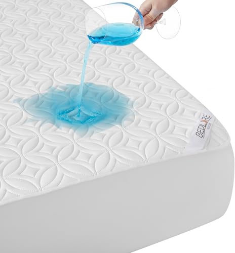 BEDLORE Waterproof Double Mattress Protector, Brushed Microfiber with Upgraded TPU Layer, Deep Pocket, Hypoallergenic, Breathable, Noiseless, Oeko-tex Mattresses Cover (White)