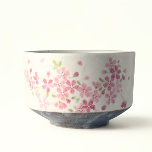 Sakura Shizuku Matcha Bowl (Chawan) – 13.5 fl oz – Porcelain | Japanese Tea Bowl Mino ware Made in Japan
