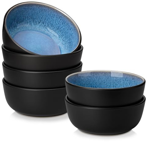 vancasso Müslischalen 6 Personen, Suppenschalen Steingut, PLAYA 6-teiliges Schüsselset, Salatschüssel, Pastaschalen, Schalen Set Blau