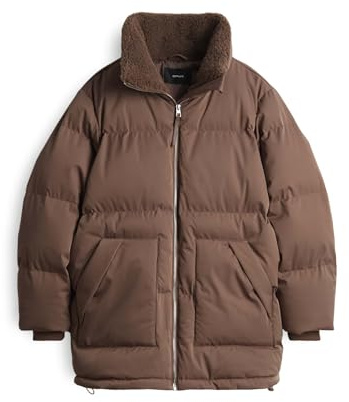 OPUS Damen Jacke | HILEEN Loose Steppjacke mit Teddyfellkragen Cocoa, 36