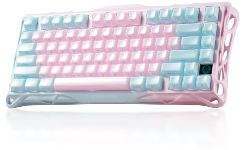 GravaStar Mercury K1 Lite Clavier Gamer Mécanique sans Fil 75%, Lumen Rose | QWERTY Clavier Mecanique Hot Swap, Triple Mode (BT 5.0/2,4 GHz/USB), Switchs Pré Lubrifiés, RGB Personnalisable, Win/Mac