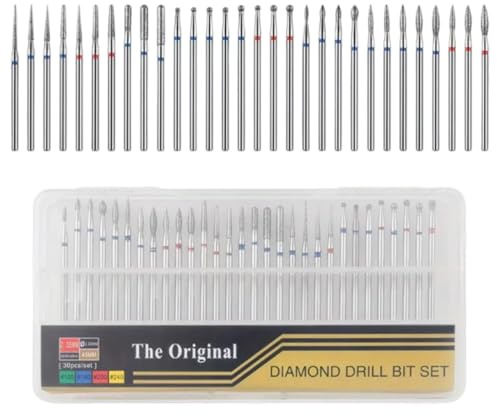 CATZUM 30 PCS Punte Professionali per Fresa Unghie in Diamante, Accessori in Carburo di Tungsteno per Rimozione di Gel, Acrilico e Cuticole, Ideali per Manicure e Pedicure