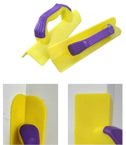 Tidevib Cazzuola angolare in plastica per cartongesso, per pareti interne ed esterne, 30 x 5,5 cm, per utensili per fughe, giallo + viola