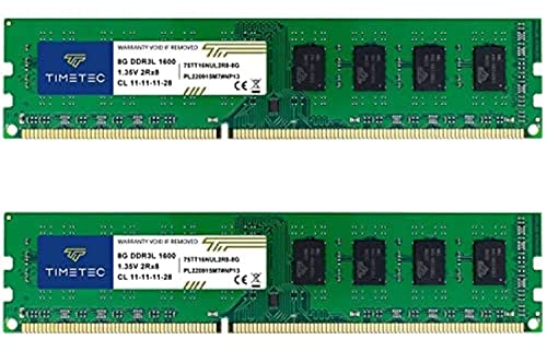 Timetec 16 Go KIT (2x8Go) DDR3L/DDR3 1600MHz PC3L-12800/PC3-12800 Non-ECC sans Tampon 1.35V/1.5V CL11 2Rx8 Double Rang 240 Broches UDIMM Ordinateur de Bureau mémoire RAM Module Mise à Niveau