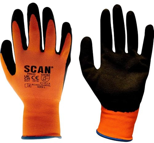 Scan SCAGLOLATOM Latex-Schaumstoff-Handschuhe, Sichtschutz, Orange 13G, Größe 8