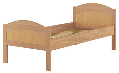Erst-Holz®Massivholzbett geschwungenes Seniorenbett Buche Natur 90x200 Einzelbett Bettgestell Holzbett 60.75-09FL