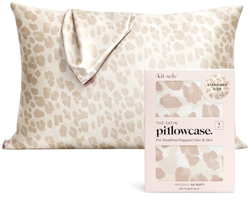 Kitsch Satin-Kissenbezug mit Reißverschluss für Haare und Haut, weicher als Seidenkissenbezüge, glatt, maschinenwaschbar, knitterfrei, kühlender Satin-Kissenbezug in Standardgröße 19x26 Leopard