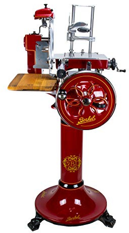 Palatina Werkstatt ® Esclusivo Berkel Volano B3 | Affettatrice con volano decorato con fiori |rosso+ base Berkel + tagliere in legno | VK: 8878,- €
