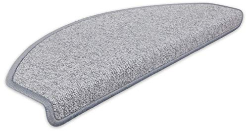 Metzker Stufenmatten Durango Halbrund SparSet's Hellgrau 15 Stück | Treppenteppich von DAS TEPPICHWERK - Trittfläche ca. 65x24cm incl. Klebeband