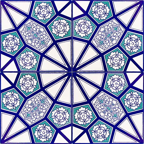 Cerames Lavent - Carrelage mural turc coloré, 1 paquet - 0,48 m2 (12 pièces), carreaux de céramique Iznik avec motif, 20x20, idéal pour la cuisine ou la salle de bain.