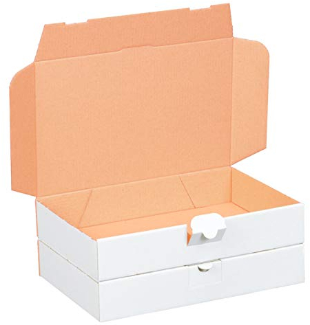 smiley pack 10 Maxibriefkartons 240 x 160 x 45 mm weiß (10 Stück) DIN A5 Maxibrief Versandkarton für DHL DPD GLS Hermes Warensendung Büchersendung mit Steckverschluss