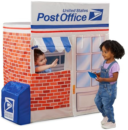 Kid Trax Pop Up Kids Magical Play Tent, Large Front and Rear Openings, Carrying Case Included, Easy Storage, USPS Post Office, White