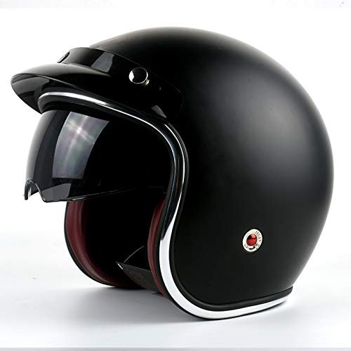 GAOZHE Casco Moto, Portatile Mezzi Caschi Jet, retrò Casco Scodella,Vintage Scooter Motorino Helmet Motocicletta Helmet,Moto con Visiera Sole A Scomparsa Casco