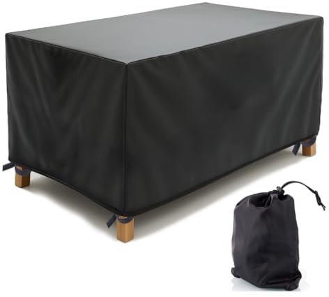 Abdeckhaube für Gartenmöbel 140 x 100 x 72 cm, Atmungsaktiv für Tisch und Stühle Wasserabvaisend Winddicht Schutzhülle Gartentisch Abdeckung Schutzhülle Gartentischabdeckung Schwarz [131]