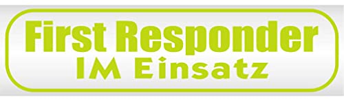 INDIGOS UG - Magnetschild Auto First Responder im Einsatz 30 x 8 cm Neongelb - Magnetfolie LKW Truck Transporter Baustellenfahrzeug Firmenwagen - flexibel abnehmbar, wetterfest